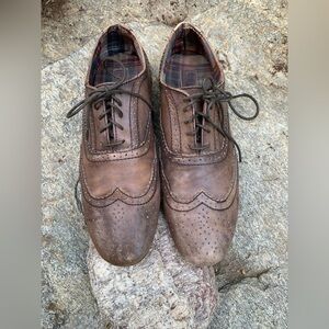 Vintage Leather Oxford Loafers Mens Size 8 Brown Brogue Wingtip Dress Bed Stu